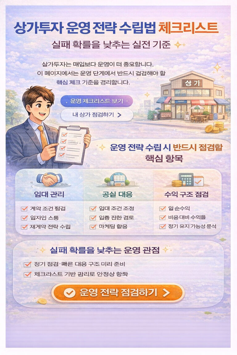 상가투자 운영 전략 수립법